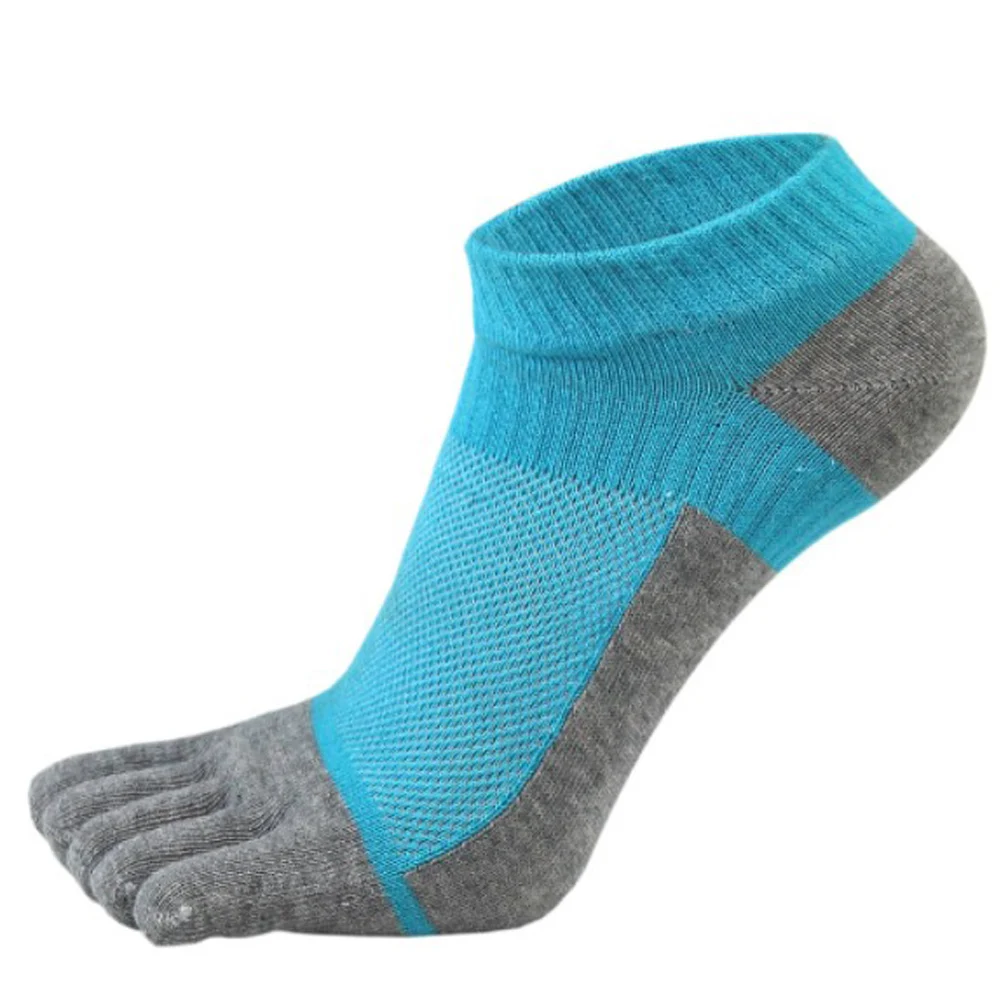 Light Blue 1 пар/лот, хлопковые носки с пальцами для мужчин, мальчиков, для защиты лодыжки, носки с пятью пальцами, компрессионные сетчатые носки-башмачки, модные - Цвет: Light Blue