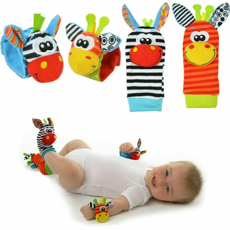 1 x Baby Foot Sock or Hand Rattle Choose Your Style Soft Developmental Toy 
