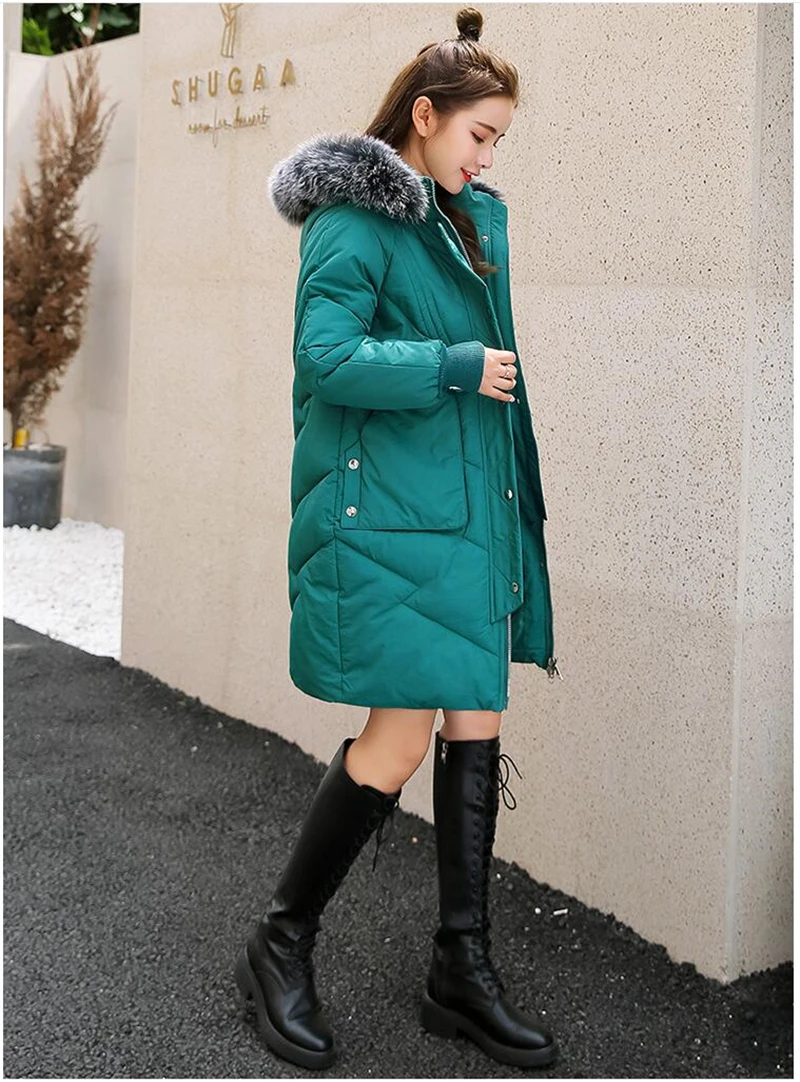 Большие размеры 5XL Женские куртки модное женское зимнее пальто длинный тонкий теплый жакет хлопковая верхняя одежда парка для женщин R318