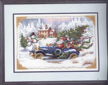 

COTTON Top Quality Lovely Cute Counted Cross Stitch Kit Roadster Santa Christmas Tree Winter Snow Man Snowman DIM 08707