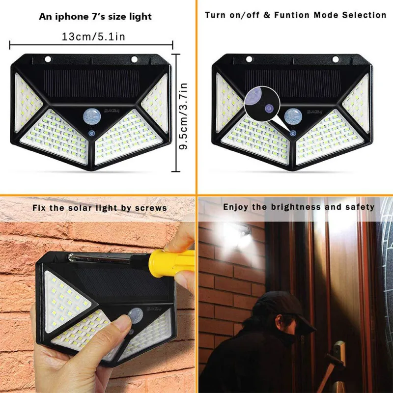 2Pcs-Outdoor-Lights-Solar-Powered-LED-Wall-Lamp-Porch-Lights-Night-Sensor-Control-PIR-Motion-Sensor