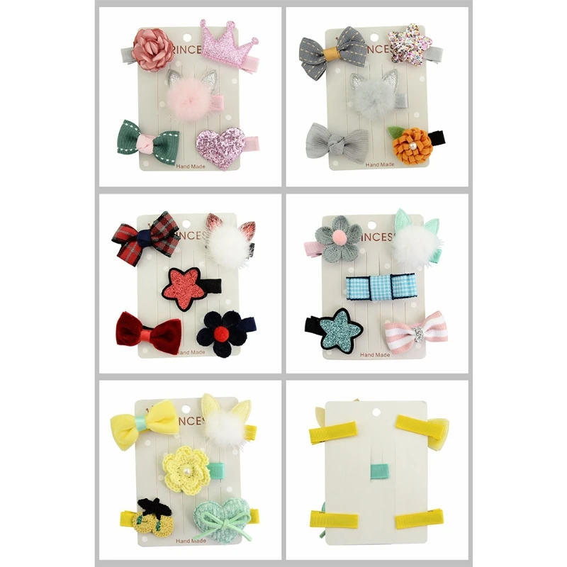 

New Lovely Designs 5Pcs/set Baby Kids Girls Hair Clip Bow Bow Flower Mini Barrettes Hairpin Infant