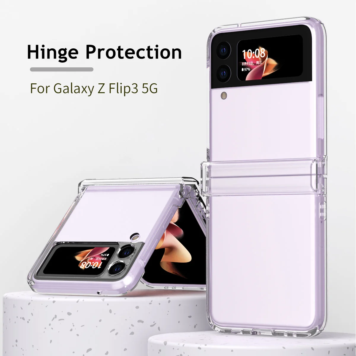 Clear Hinge Full Protection Case For Samsung Galaxy Z Flip 3 Case Heavy