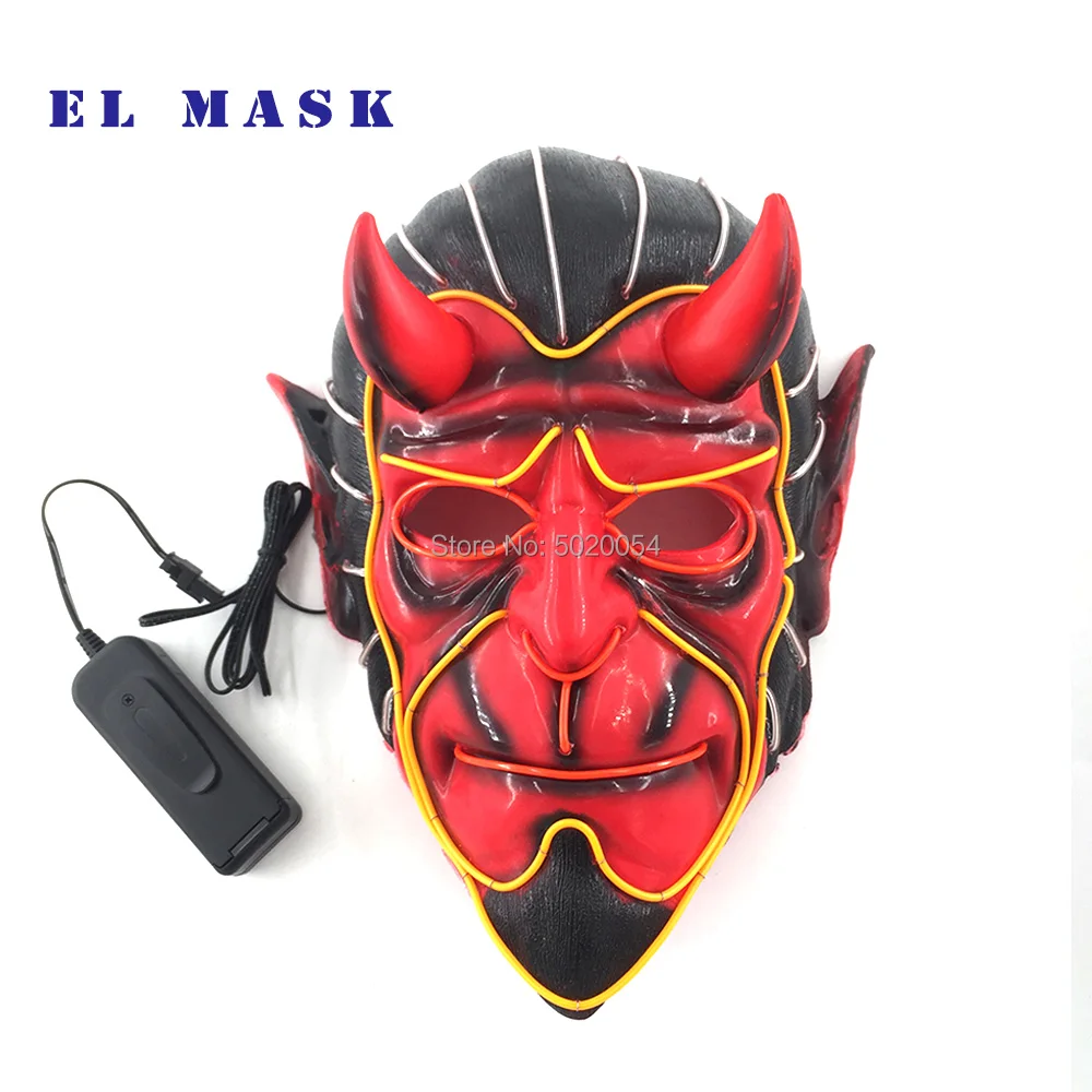 Декор дома с привидениями EL Wire Devil Mask Monster светодиодный светящийся маска на Хеллоуин для косплея сверкающая маска питание от контроллера