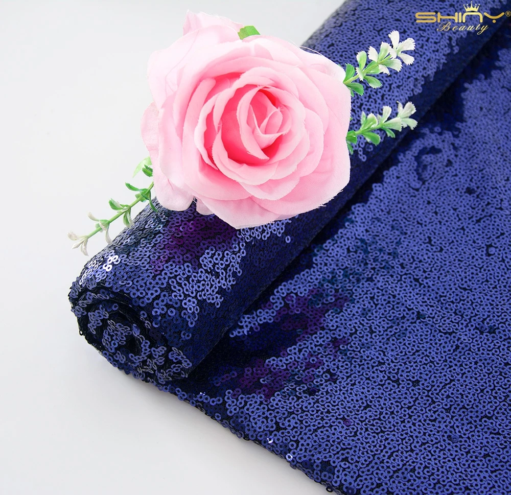

10 Yards 3mm Sequin Fabric Navy Blue Tablecloth Sequin Material Glitter Fabric for Backdrop-M191009