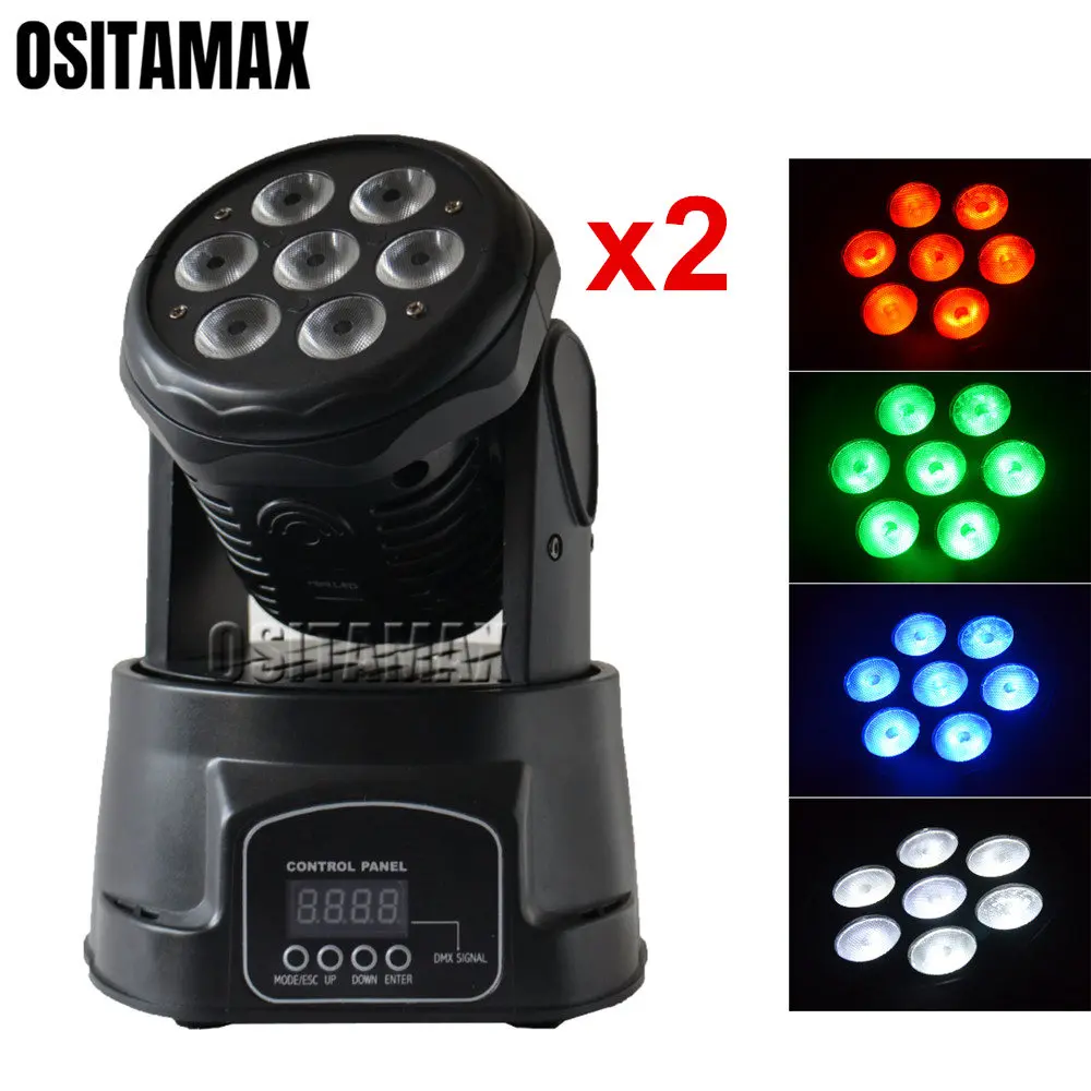 

2PCS Mini LED Wash Moving Head Light Disco Lights 7x10w RGBW 4IN1 DMX512 Control Rotation Stage Effect DJ Wedding Party Lights
