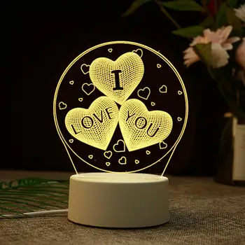 

LED Lamp Table Lamp LED Night Lights Modern Romantic Luminous with Base Warm White 3D Gift Wedding Decor Lighting Fixture