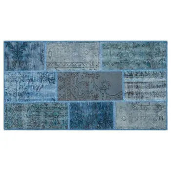 

Handmade Blue Vintage Overdyed Patchwork Area Rug 080x150 Cm-2'7''X4'11''