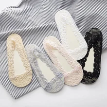 

Female Invisible Lace Boat Socks Spring Summer Thin Low-Cut Shallow Mouth Silicone Non-Falling Cotton Sweat-Absorbent Socks