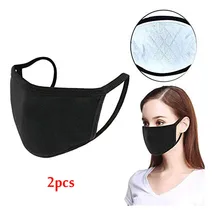 2pc pas cher coton masques unisexe tissu de protection lavable masque femmes hommes visage couverture anti-poussière Pm2.5 noir masque Earloop pansement