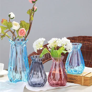 

Creative Diamond Flower Glass Vase Lucency Green Plants Flower Hydroponic Device Nordic Vase Decoration Modern Art Flower Vase