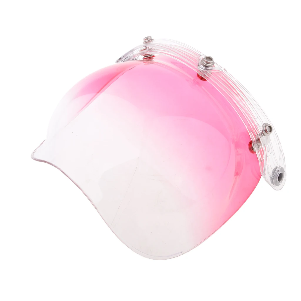 3 Snap Gradient Motorcycle Vintage Retro Helmet Bubble Visor Flip Up Open Face Shield Lens