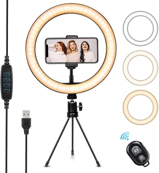 

Photography Ring Light 10 inch with Tripod Selfie Ring Lighting for Makeup YouTube Live Ring Lamp Bluetooth Remote TikTok video