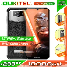 OUKITEL K12 6,3 ''Капля воды 1080*2340 6GB 64GB Android 9,0 смартфон Face ID 10000mAh 5 V/6A Быстрая зарядка OTG NFC мобильный телефон