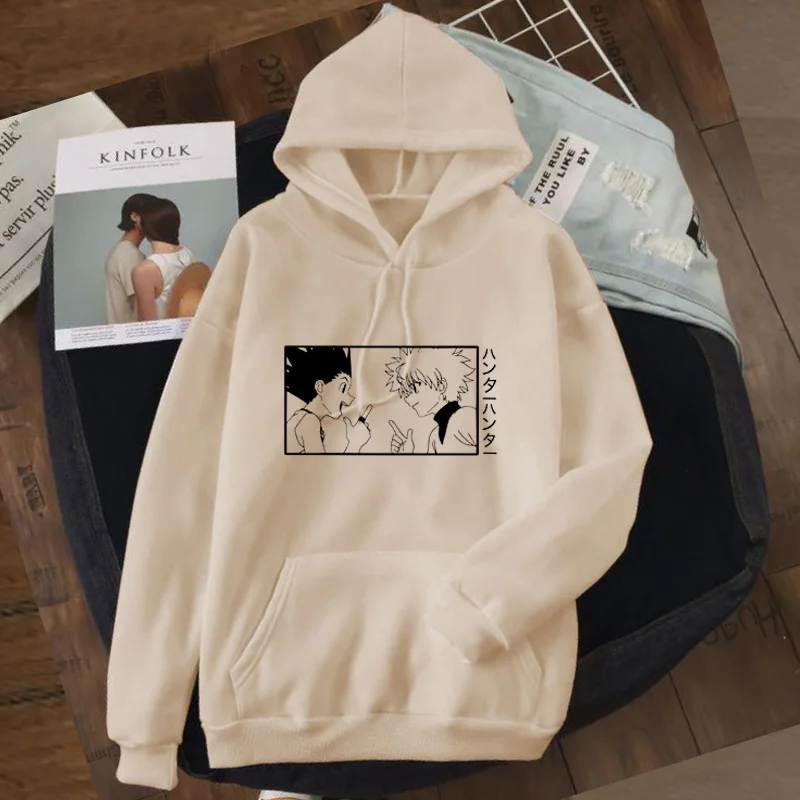 

Janpanese Anime Hunter X Hunter Hoodies for Teen Girls Autumn Women's Clothing Killua Zoldyck Gon Hooded Sweatshirt Kawaii Tops