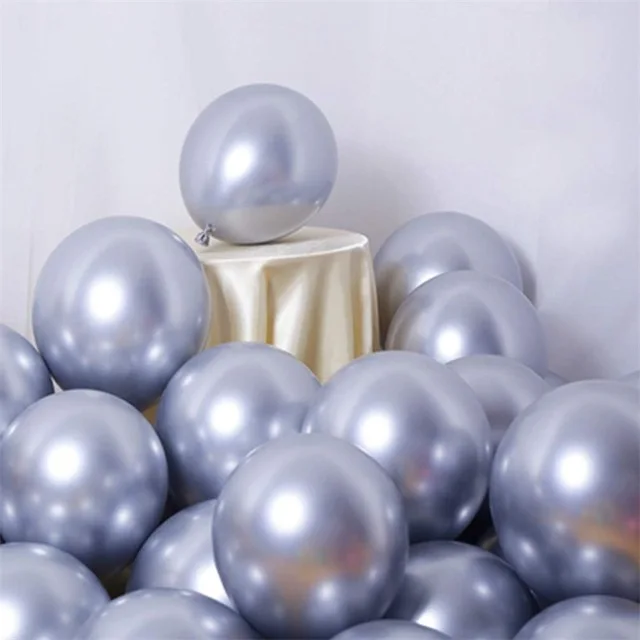 20 шт темно-синие металлические золотистые Серебристые шары жемчужные белые шары из латекса для свадьбы, вечеринки, дня рождения, украшения для детей, хромированные шары - Цвет: 20pcs Silver