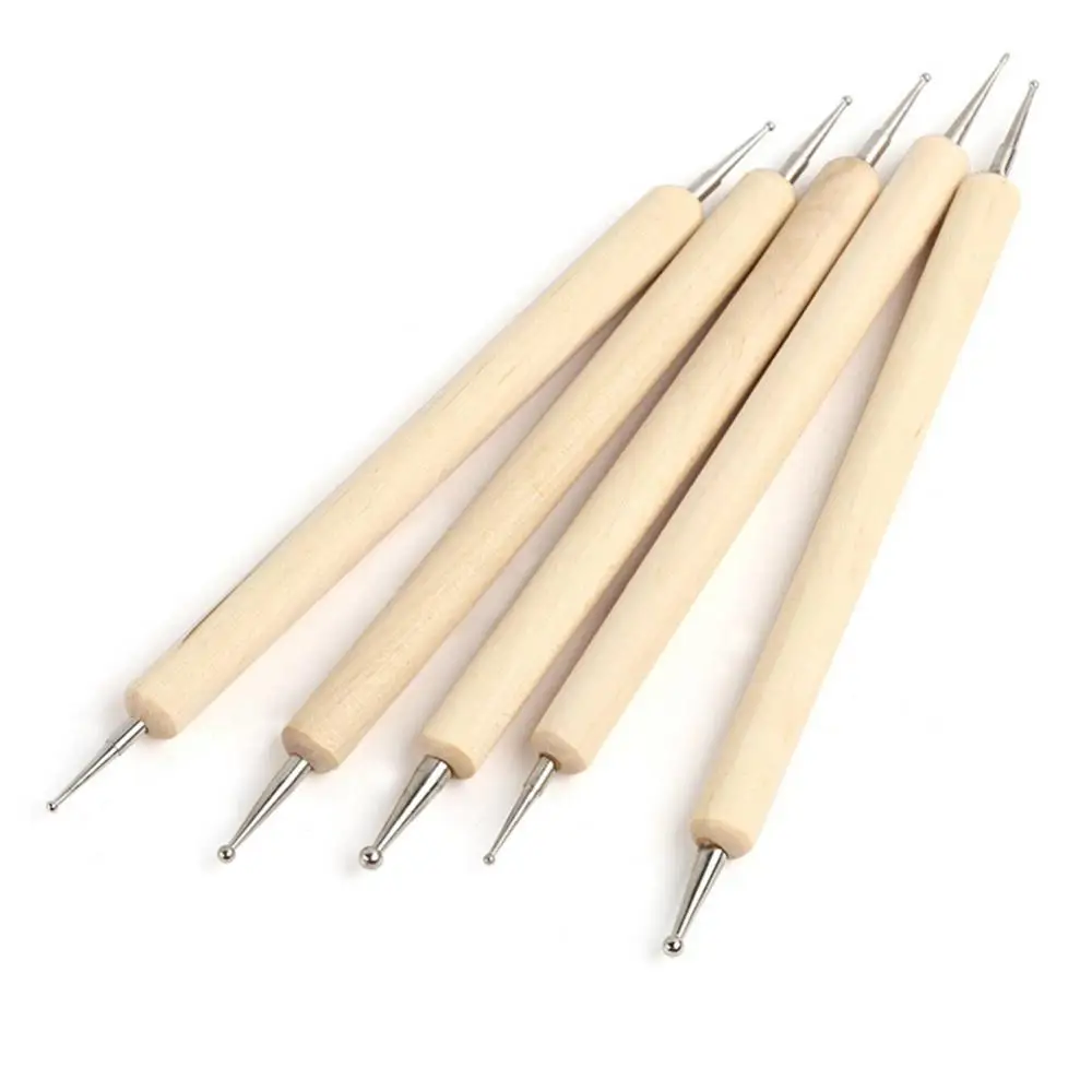 5Pcs/Set Wholesale Nail Art Dotting Pen Set Pro 2-Way Wooden Painting DIY Manicure Salon Decoration Dotting Tools 3