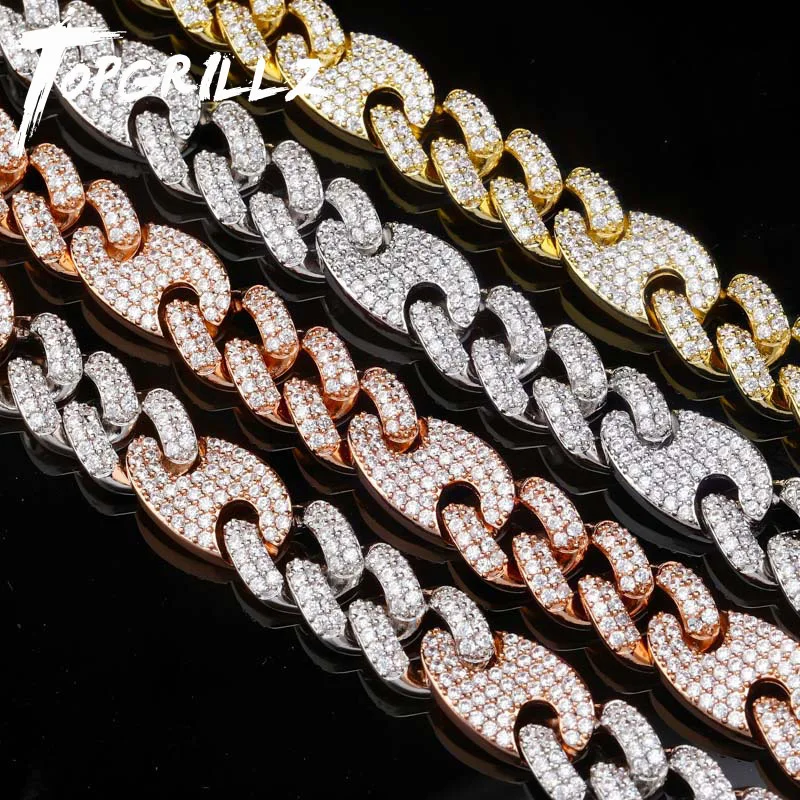 Ceny TOPGRILLZ nowy 12mm Miami ciężkie blokada zapięcie kubański Link Chain złoty srebrny naszyjnik Iced Out cyrkonia Bling Hip hop biżuteria