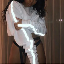 Повседневные толстовки больших размеров d, светоотражающая толстовка, Модный женский белый укороченный топ, Осенний женский свободный пуловер, большие размеры