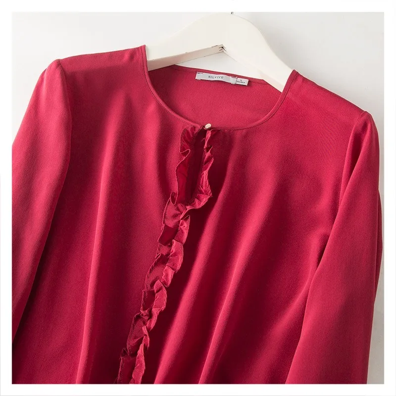 Silviye Silk Crepe-De-Chine mu er bian Pure Color
