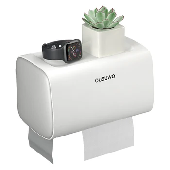 

1Pc Creative Punch Free Toilet Tissue Holder Wall Mounted Roll Paper Container Double Layers Storage Rack White