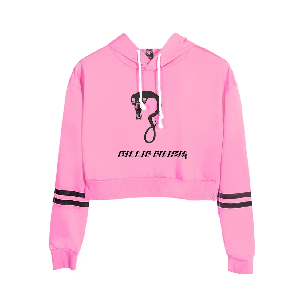 pink Новейший кроп-топ Billie Eilish, толстовки для женщин и девочек, модные хлопковые осенние женские толстовки с капюшоном и оранжевый свитер - Цвет: pink