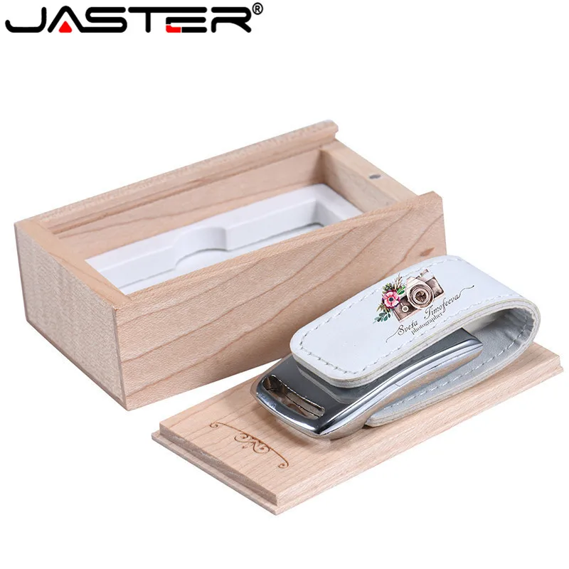 Флэш накопитель JASTER USB 2 0 на заказ 64 ГБ 32 4 8 16 кожаный + деревянная коробка|USB
