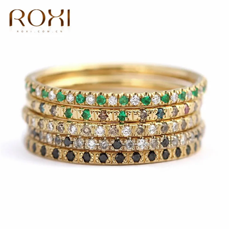 

ROXI Vintage Wedding Rings for Women Micro Pave Rhinestone CZ Crystal Rings Delicate Bridal Jewelry Dainty Finger Ring Anillos