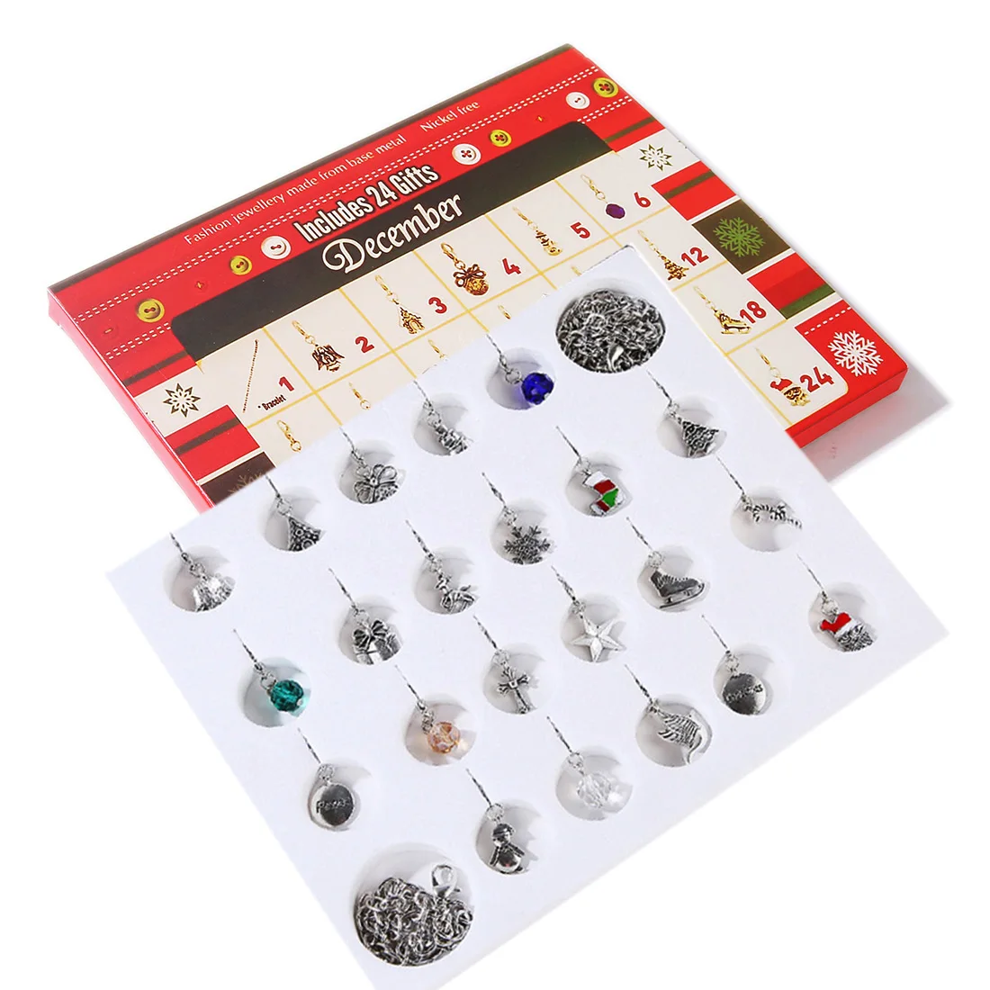 10 видов Рождественский календарь Подарочная коробка DIY Merry Christmas Advent календарь Подвески с 24 маленькими аксессуарами для домашнего декора