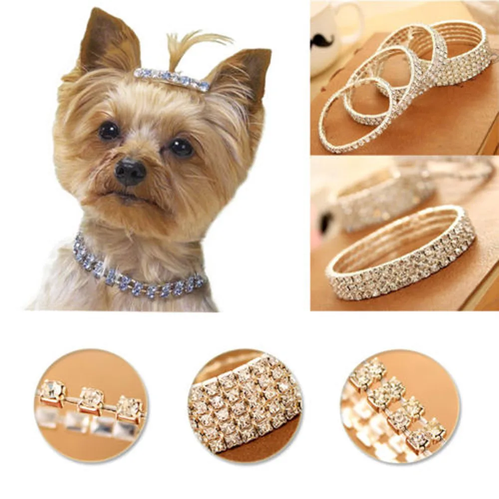 Модный милый мини домашнее животное собака Bling Стразы колье Воротник модные