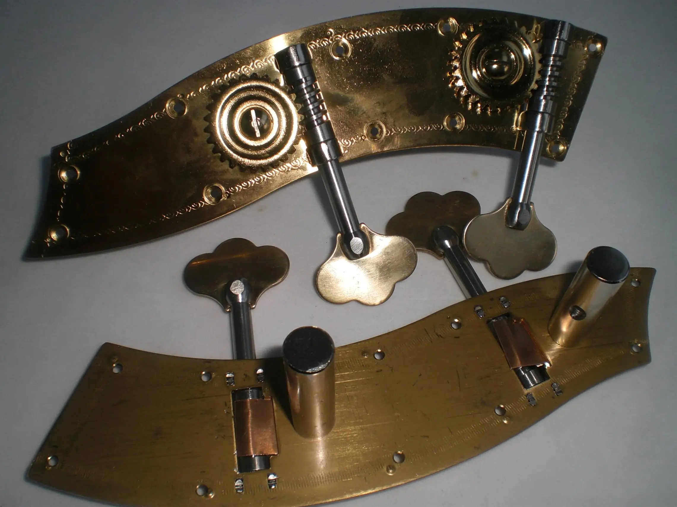 1 세트 품질 더블베이스 페그 1/4 1/2 3/4 4/4 꽃 상감 기계 튜너 헤드 포함 또는 미포함