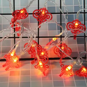 

5M 40LED Red Chinese Knot LED String Light Battery Powered Hanging Fairy Light For Chinese New Year Party Decoration