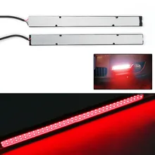 Bande lumineuse rouge étanche à LED COB de 17cm, 2 pièces, barre lumineuse de travail pour voiture 12V DRL, feu antibrouillard pour conduite 