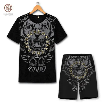 tshirt and shorts Angry skulls с 3d принтом, модная футболка с короткими рукавами в стиле хип-хоп, летняя Новинка 2019New, качественная мягкая удобная ледяная футболка, Мужская S-6XL - Цвет: tshirt and shorts