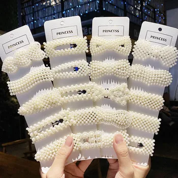 

Barrettes Pearls Clips Fashion Geometric Hairpins Ornament Imitation Girls Elegant Women