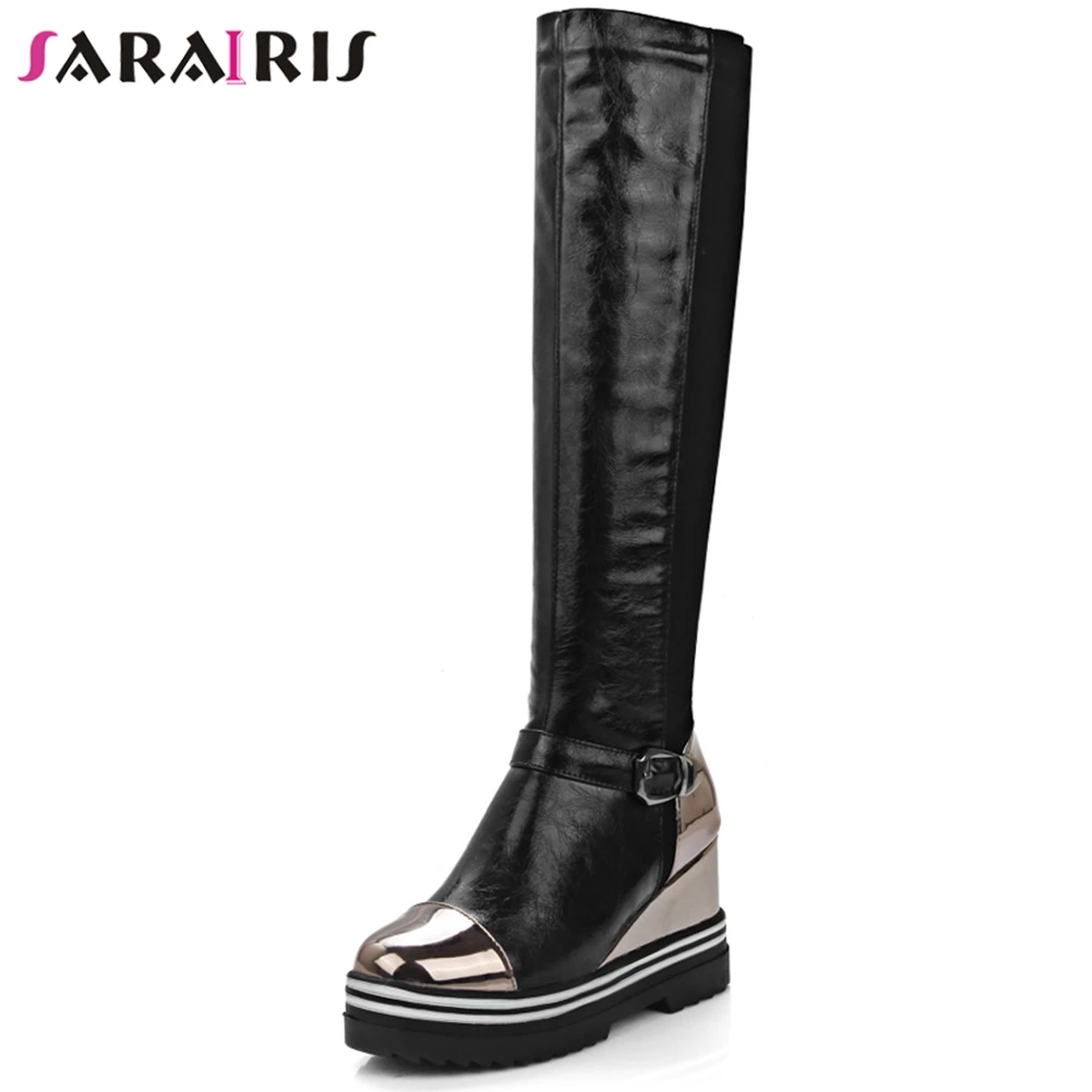 

SARAIRIS Female Platform Increasing Height Thigh High Boots 2020 Metallic Boots Women Round Toe Over The Knee Shoes Woman