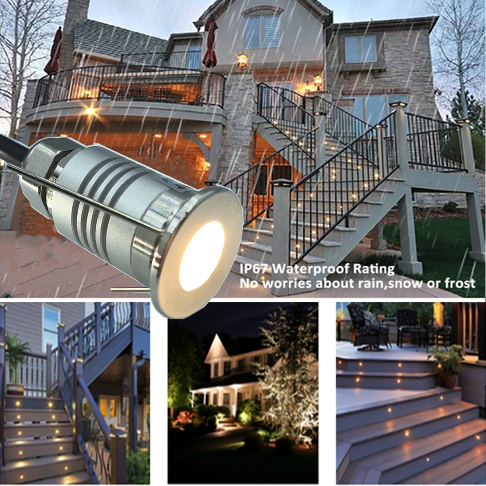 Waterproof IP67 1W Mini LED Deck Floor Lights 12V Garden Underground Lamp Outdoor Stair Pathway Corridor Landscape Spot Lighting