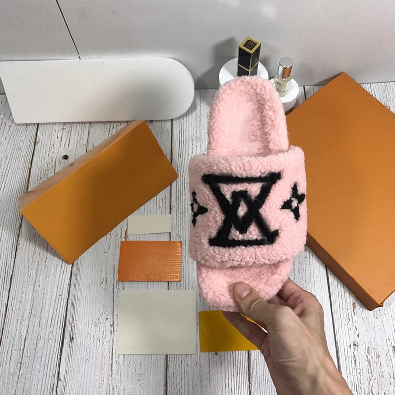 Luxury brand designer 2021 autumn and winter new cotton shoes high quality customized famous brand women's wool shoes indoor