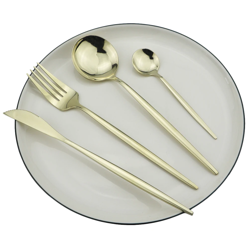 4Pcs Champagne Серебряные столовые приборы набор 18/10 из нержавеющей стали набор столовых приборов нож Десертная Вилка чайная обеденная ложка набор кухонной посуды набор серебряных изделий - Цвет: 4Pcs Champagne