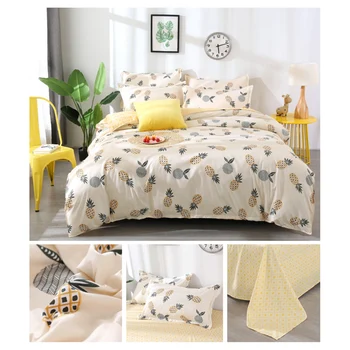 

4Pcs Bedding Sets Geometric Pattern Bed Sheet Children Student Dormitory Bed Linings Cartoon Pillowcases Cover Set NEW