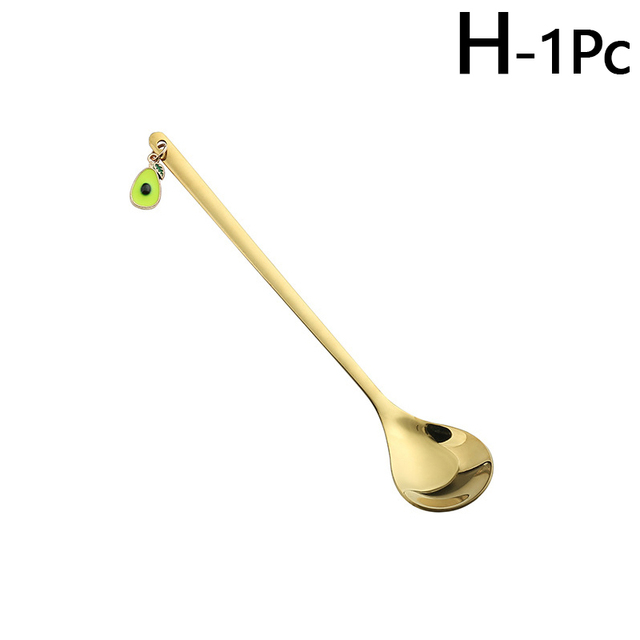 Fruit Pendant Coffee Spoons Teaspoon Mixing Stirring Dessert Spoon Table Decor Christmas Party Gift Kitchen Tool