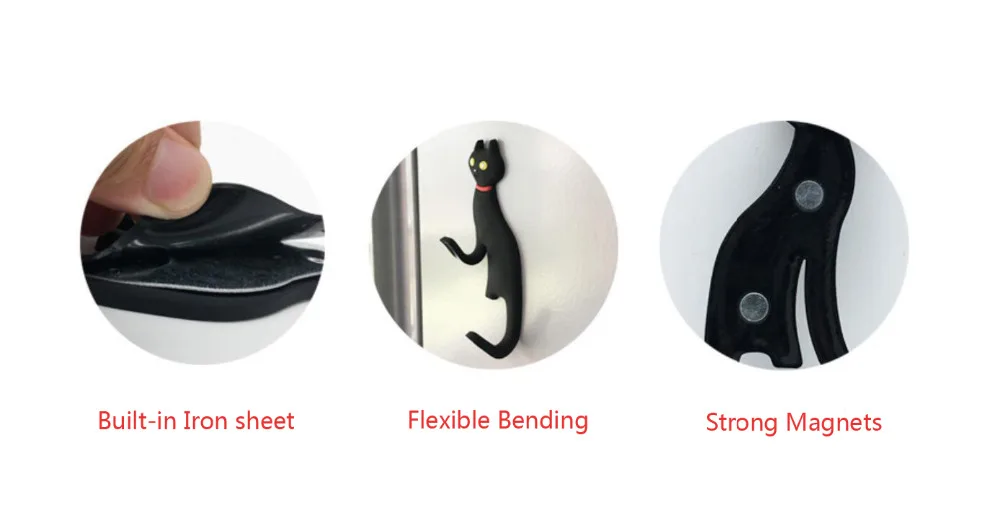 1Pcs Creative Fridge Magnet Hook Cute Cat Wall Mount Key Holder Cartoon Animal Artistic Refrigerator Magnetic Sticker Home Decor