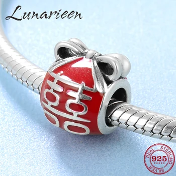 

925 Sterling Silver red Epoxy double happiness fashion beads womens trendy 2018 Fit Original European Charms Bracelet Jewelry