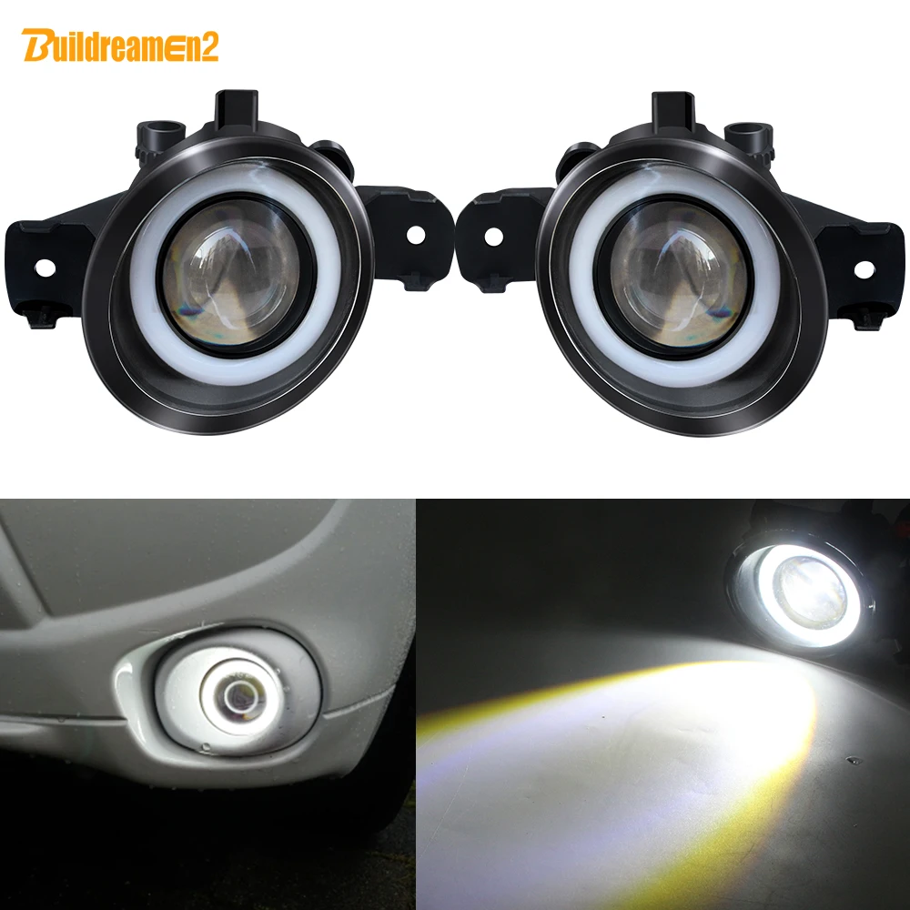 2 Pezzi Auto Angel Eye Fendinebbia Anteriore Led Fendinebbia Bianco 12V Per Nissan Almera X-Trail Altima Maxima March Versa Livina Platina