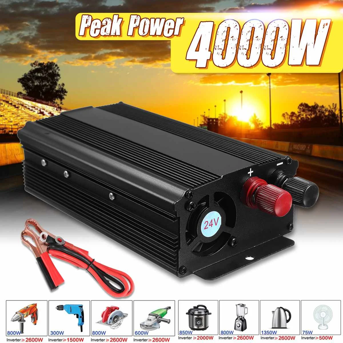 

Car Inverter 12V 24V 220V 4000W P eak Car Power Inverter Voltage Transformer Converter Charger Solar Inversor 12V 220V