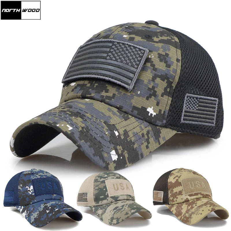 

[NORTHWOOD] 2020 New Camouflage Summer Cap Outdoor Mesh Baseball Cap Men Women Snapback Sun Hat Jungle Army Cap Size 58-60cm
