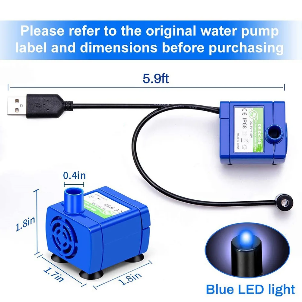 Pet Water Pump Drinking Feeder USB DC5V Fish Tank Submersible Fountain Pump for Aquarium Drinking Bowl Dog Cat Water Dispenser water pump aquarium water pump fish tank pump
