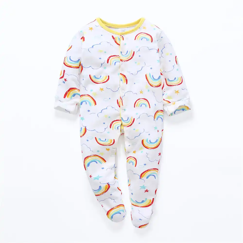 Pyjama Bebe Une Piece Avec Motif Arc En Ciel Tenue De Nuit Bebe Coton 0 12 Mois Aliexpress