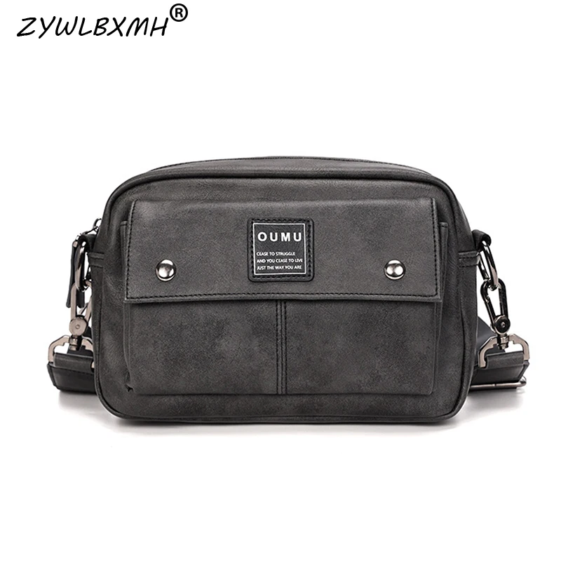 

ZYWLBXMH 2020 New Zipper Hasp Shoulder Bags Vintage Men's Bag Solid Color Messenger Bag Waterproof PU Leather Shoulder Bag sac