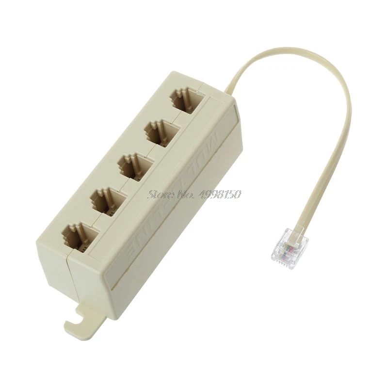 RJ11 Jack 5 Way Outlet телефон модульный линия сплиттер адаптер 6P4C Оптовая продажа Прямая